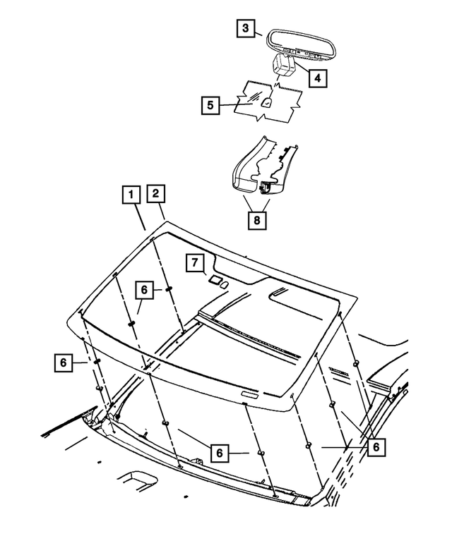 55079456AC - Glass: Inside Rear View Mirror for Mopar Image
