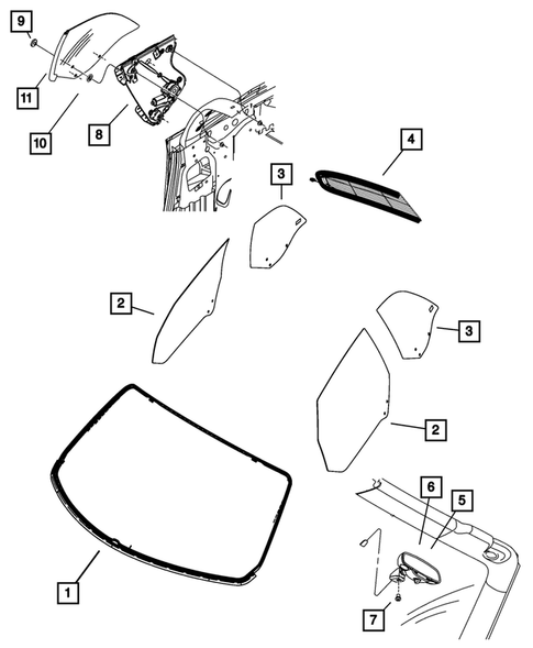 Glass and Interior Rear View Mirror for 2008 Chrysler PT Cruiser #0
