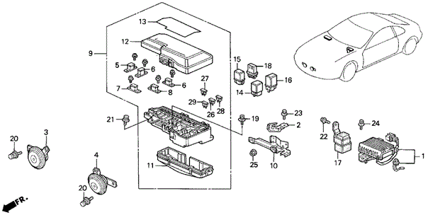 Control Unit (Engine Compartment) for 1993 Honda Prelude #0