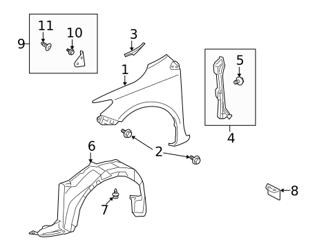 Fender & Components for 2010 Toyota Corolla #0