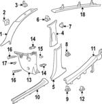 2M5Z5403598AAA - Body: Windshield Pillar Trim for FORD Image