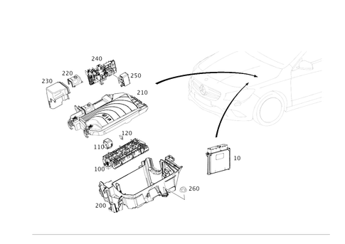 Control Units, Fuse Boxes and Relays in Engine Compartment for 2021 Mercedes-Benz CLA250 #0