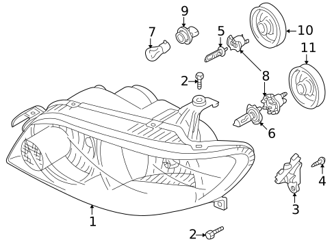 Headlamp Components for 2003 Mazda Protege5 #0