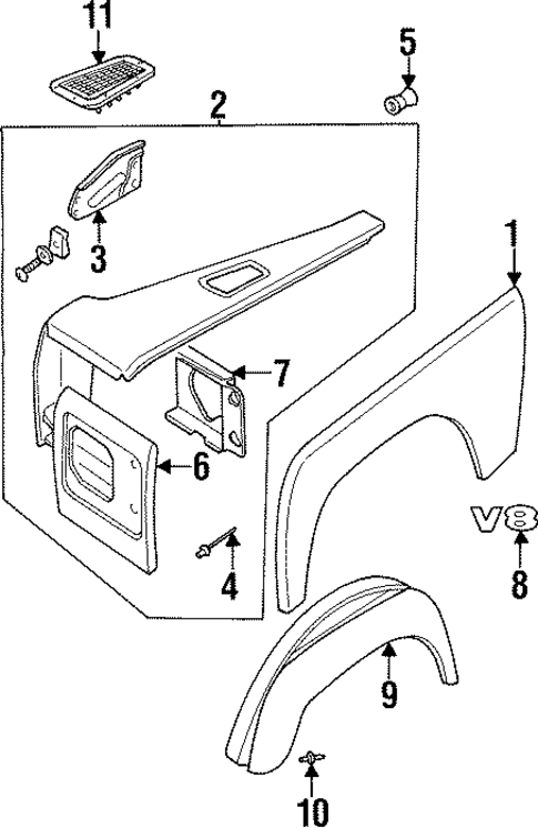 Fender & Components for 1997 Land Rover Defender 90 #0