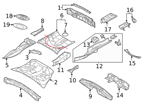 Rear Floor & Rails for 2013 Subaru XV Crosstrek #0