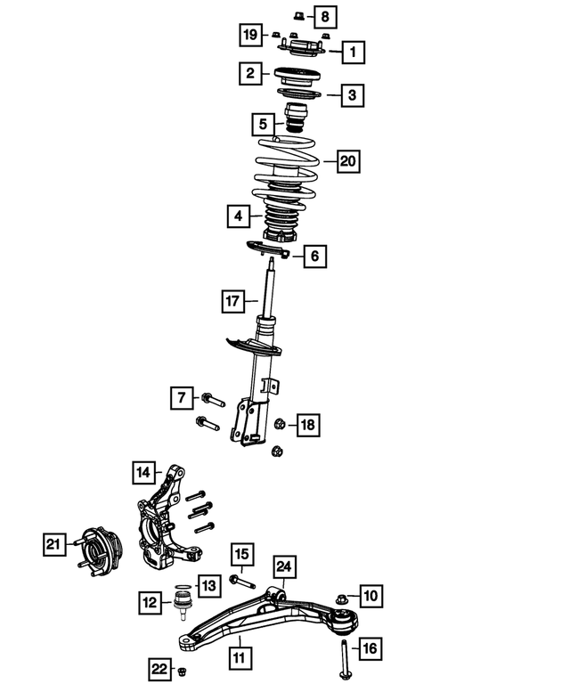 68039640AB - Front Suspension: Suspension Strut, Right for Mopar Image