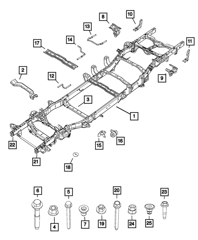 68268074AF - Frame, Bumper and Fascia: Chassis Frame Assembly for Mopar Image