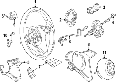 Steering Wheel & Trim for 2025 Mercedes-Benz EQS 450 SUV #0