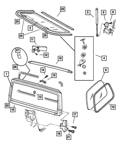 Glass and Rear View Mirror for 2004 Jeep Wrangler #0