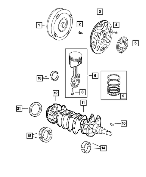 Crankshaft, Piston, and Drive Plate for 2004 Chrysler PT Cruiser #0