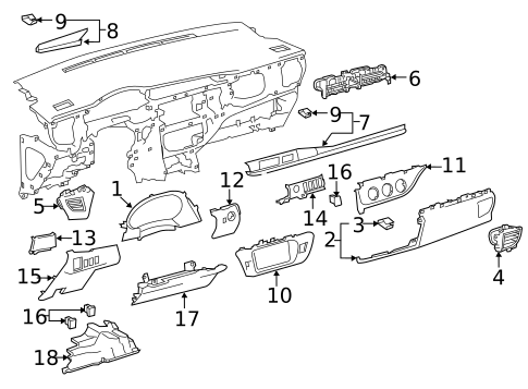 Instrument Panel Components for 2014 Toyota Corolla #0