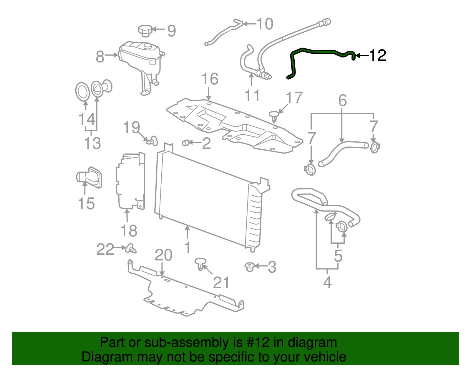 2007-2014 GM Radiator Vent Inlet Hose 22827734 GM | GMPartsDirect.com