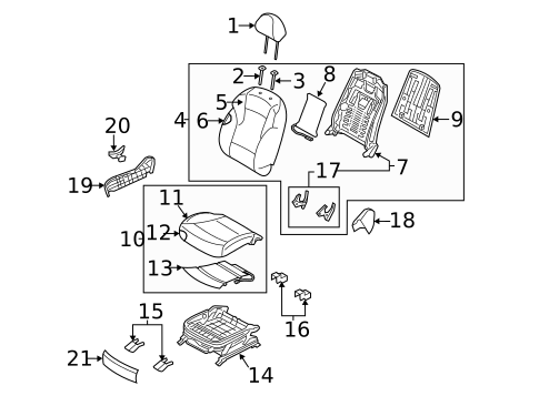 Passenger Seat Components for 2011 Hyundai Sonata #0
