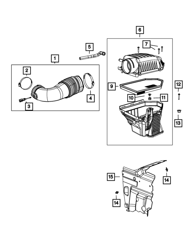 68413344AA - Fuel and Accelerator Pedal: Clean Air Duct for Mopar Image