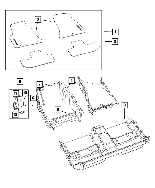 6RM651VXAA - : Mat Kit-Front &amp; Rear for Mopar Image