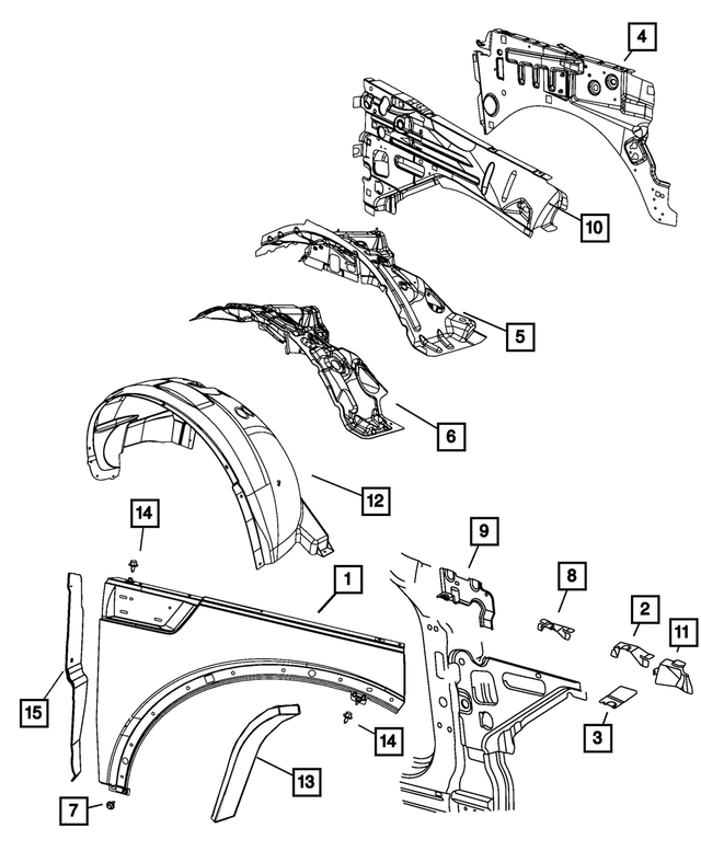 55360844AD - Body Sheet Metal Except Doors: Front Fender, Right for Mopar Image