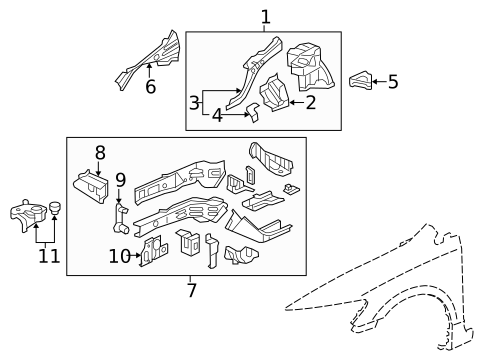 Structural Components & Rails for 2009 Honda Civic #0