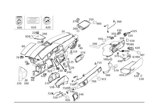 Instrument Panel and Glove Compartment Housing with Front Passenger Airbag for 2015 Mercedes-Benz E63 AMG #0
