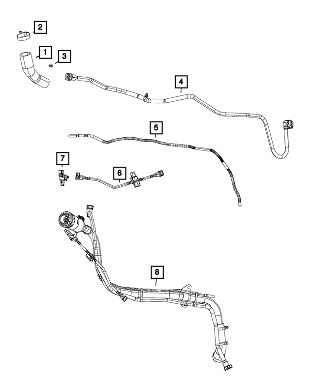 68299078AA - Fuel and Accelerator Pedal: Fuel Filler Hose for Mopar Image image