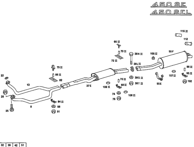 1164900115 - : Muffler for Mercedes-Benz: 450SEL Image