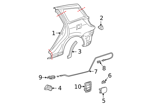 Quarter Panel & Components for 2003 Toyota Matrix #0