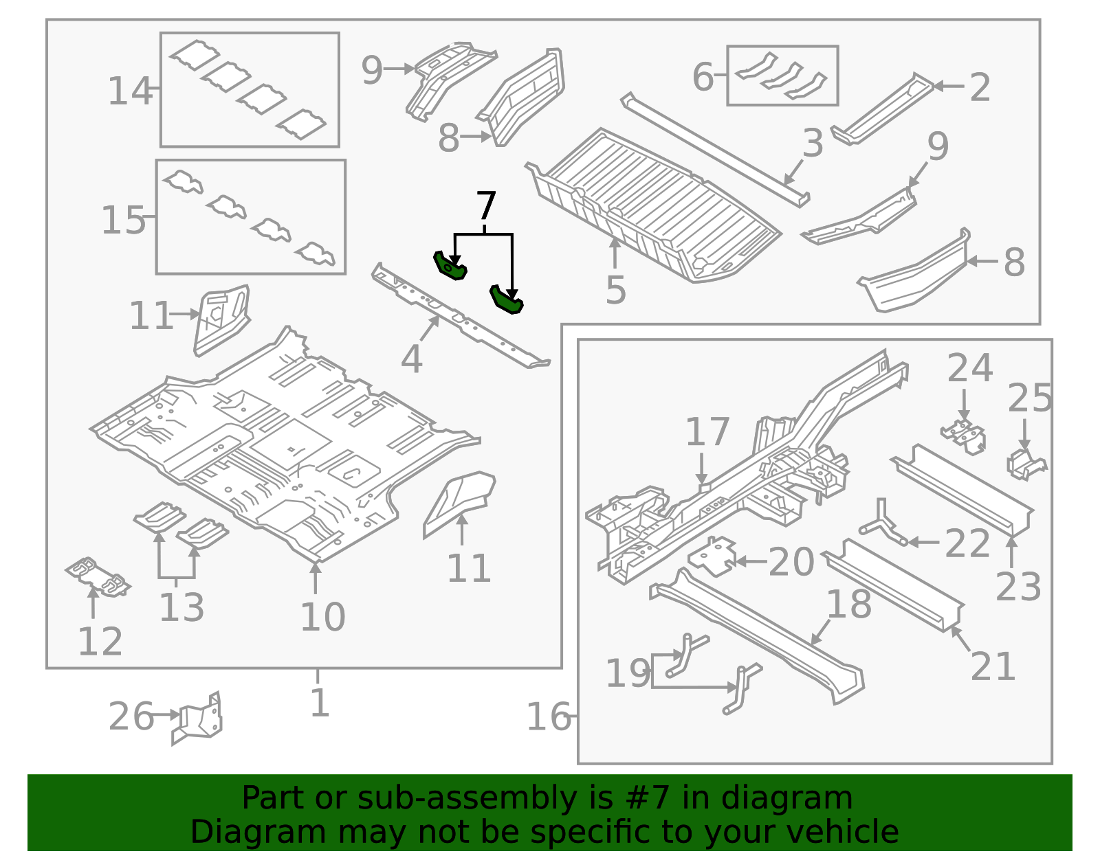 NOAページ 65591-A9000 - Rear Floor Pan Front Support 2015-2021 Kia Sedona