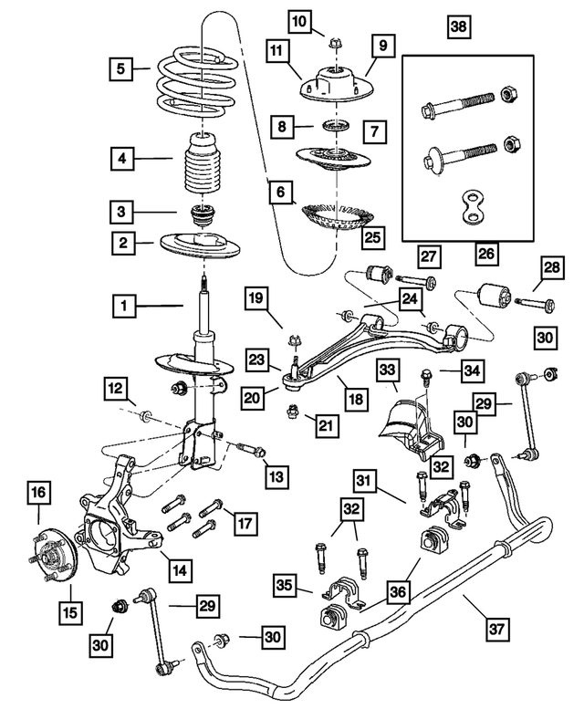 4743144AB - Front Suspension &amp; Drive: Front Knuckle, Right for Mopar Image