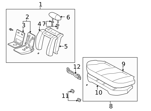 Rear Seat Components for 2002 Toyota Corolla #1