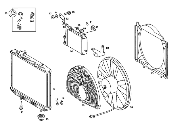 1265004803 - Radiator: Cooler for Mercedes-Benz: 380SE, 380SEC, 380SEL, 560SEC, 560SEL Image image
