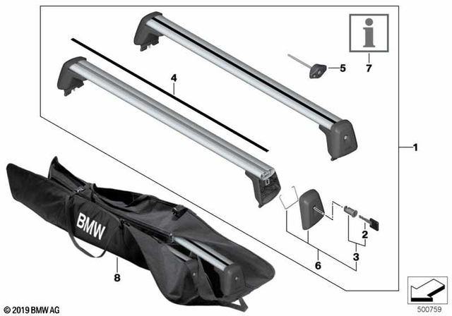 82712472916 - Retrofitting / Conversion / Accessories: Roof Rack 829010 for BMW: iX M60, iX M70 xDrive, iX xDrive40, iX xDrive45, iX xDrive50, iX xDrive60 Image
