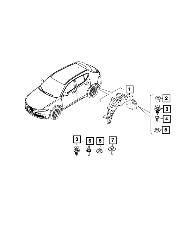 6509842AA - Frame, Bumper and Fascia: Plastic Nut for Dodge: Hornet | Fiat: 500, 500L, 500X | Jeep: Compass, Renegade Image