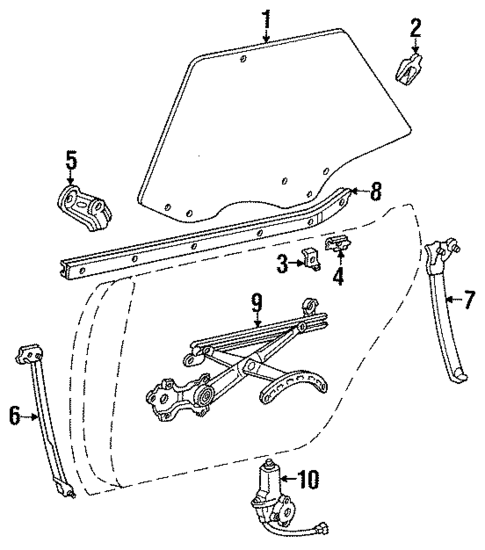 Glass - Rear Door for 1991 Lexus ES250 #0