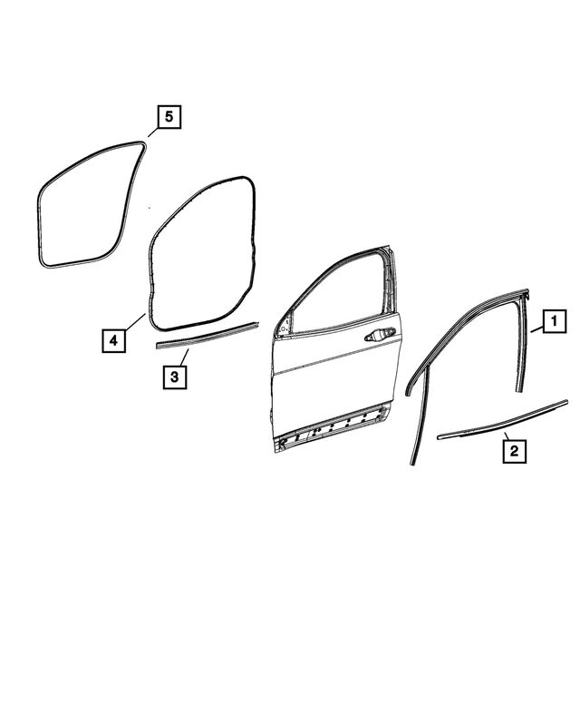 68442216AA - Doors, Door Mirrors and Related Parts: Door Glass Weatherstrip, Right for Mopar Image
