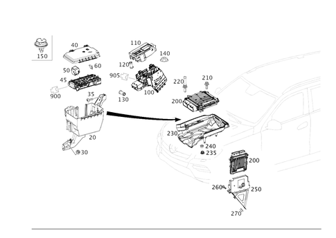 Control Units, Fuse Boxes and Relays in Engine Compartment for 2016 Mercedes-Benz GLE300d #0