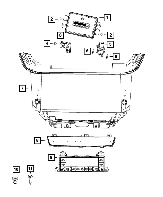 68640942AF - Air Conditioners and Heaters: Display Center Stack for Mopar Image