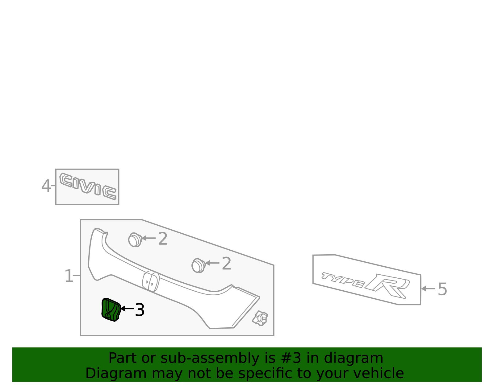 75701-TGH-A01 - 2017-2021 Honda Civic - Emblem Rear (H) | All Discount ...