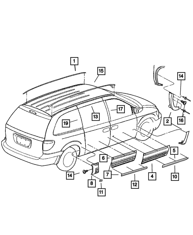5161632AA - Exterior Ornamentation: Cladding Insert Package, Right &amp; Left for Mopar Image image