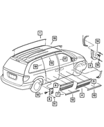 5161035AA - : Sliding Door Outside Applique, Left for Chrysler: Town &amp; Country, Voyager | Dodge: Caravan, Grand Caravan Image