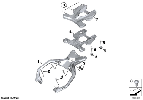 BMW MOTORRADポーチ BMW R1250GS Pannier Frames Lock-It - Silver BY HEPCO