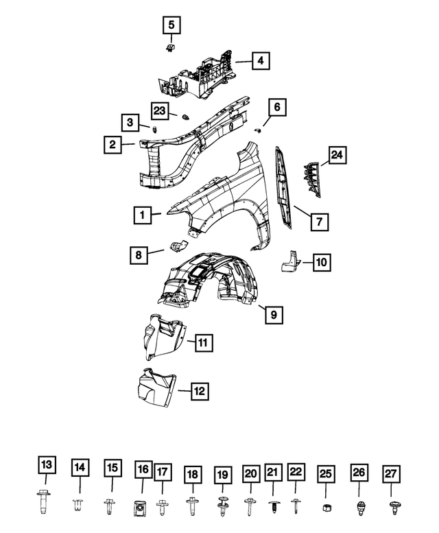 68443448AD - : Wheelhouse Shield, Right for Mopar Image