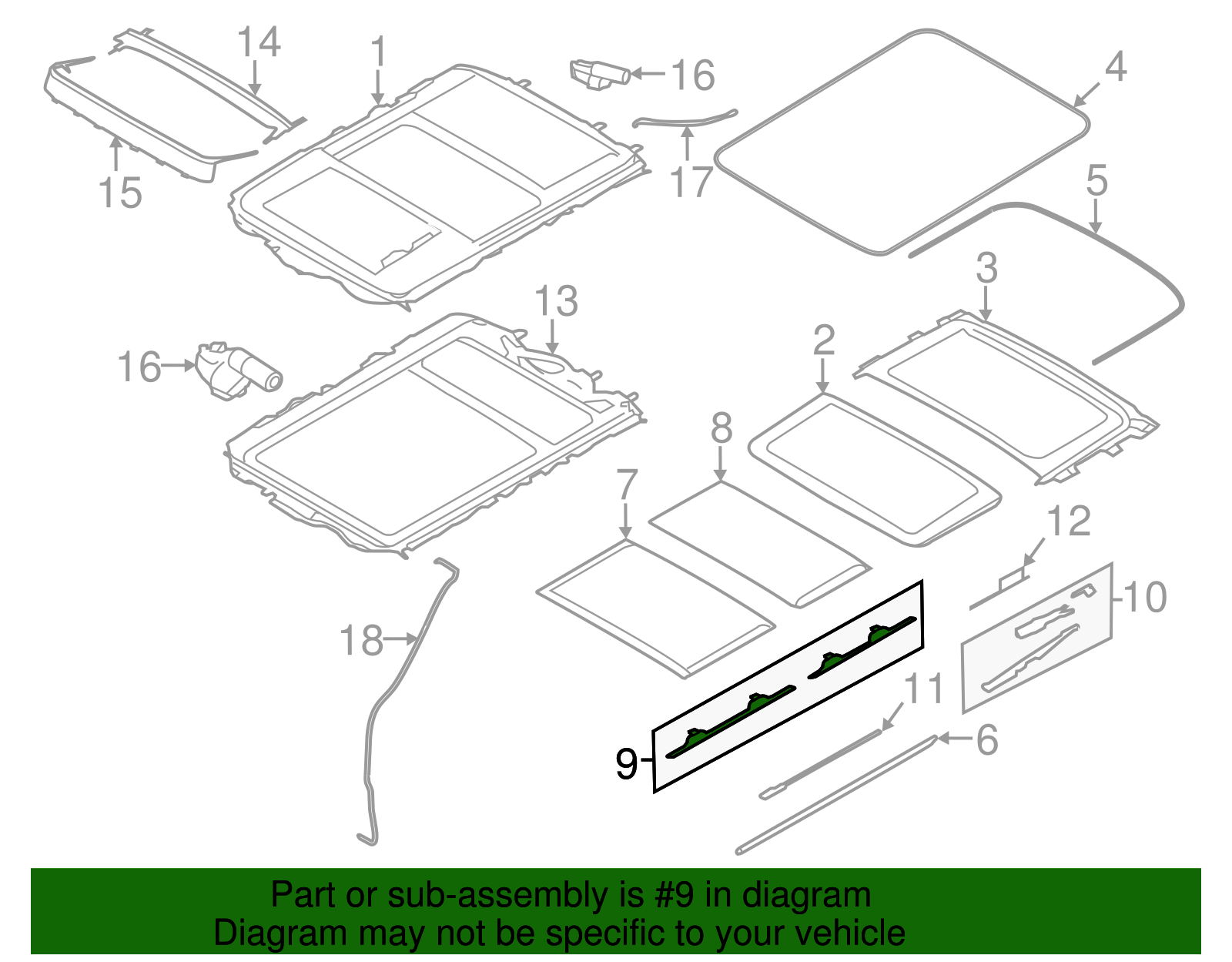 54102993888 - 2013-2015 BMW X1 Slide Rail (54-10-2-993-888