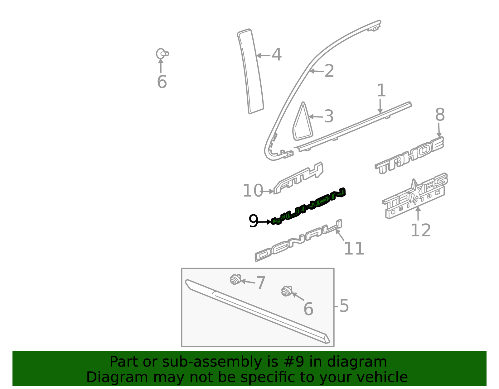 2021-2026 GMC Chrome Front Side Door Vehicle Name Plate 84267895 GM ...