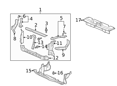 Radiator Support for 2005 Honda Element #0