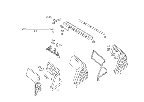 Rear Lamps, Additional Stop Light, and License Plate Lamp for 1993 Mercedes-Benz 600SL #1