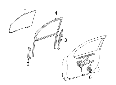 Glass - Front Door for 2006 Lexus LS430 #0