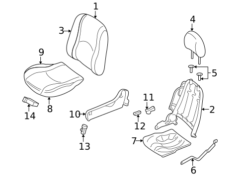 Front Seat Components for 2006 Mercury Mariner #1