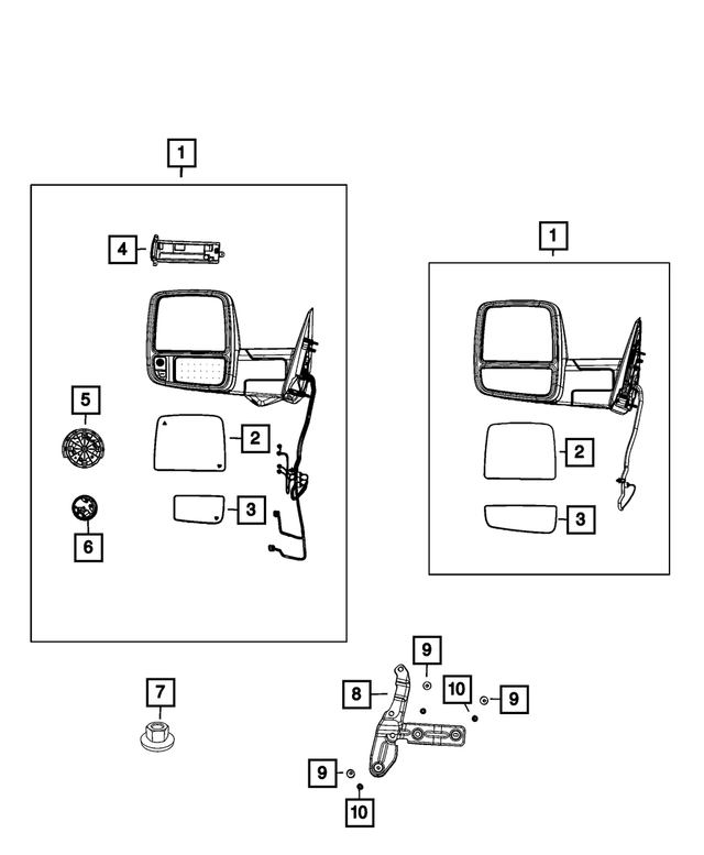 68509699AF - Doors, Door Mirrors and Related Parts: Outside Rearview Mirror, Left for Mopar Image image