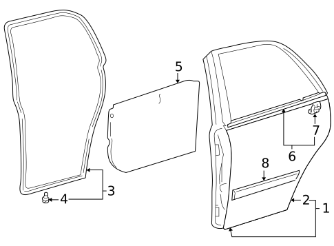 Exterior Trim - Rear Door for 2000 Toyota Corolla #0