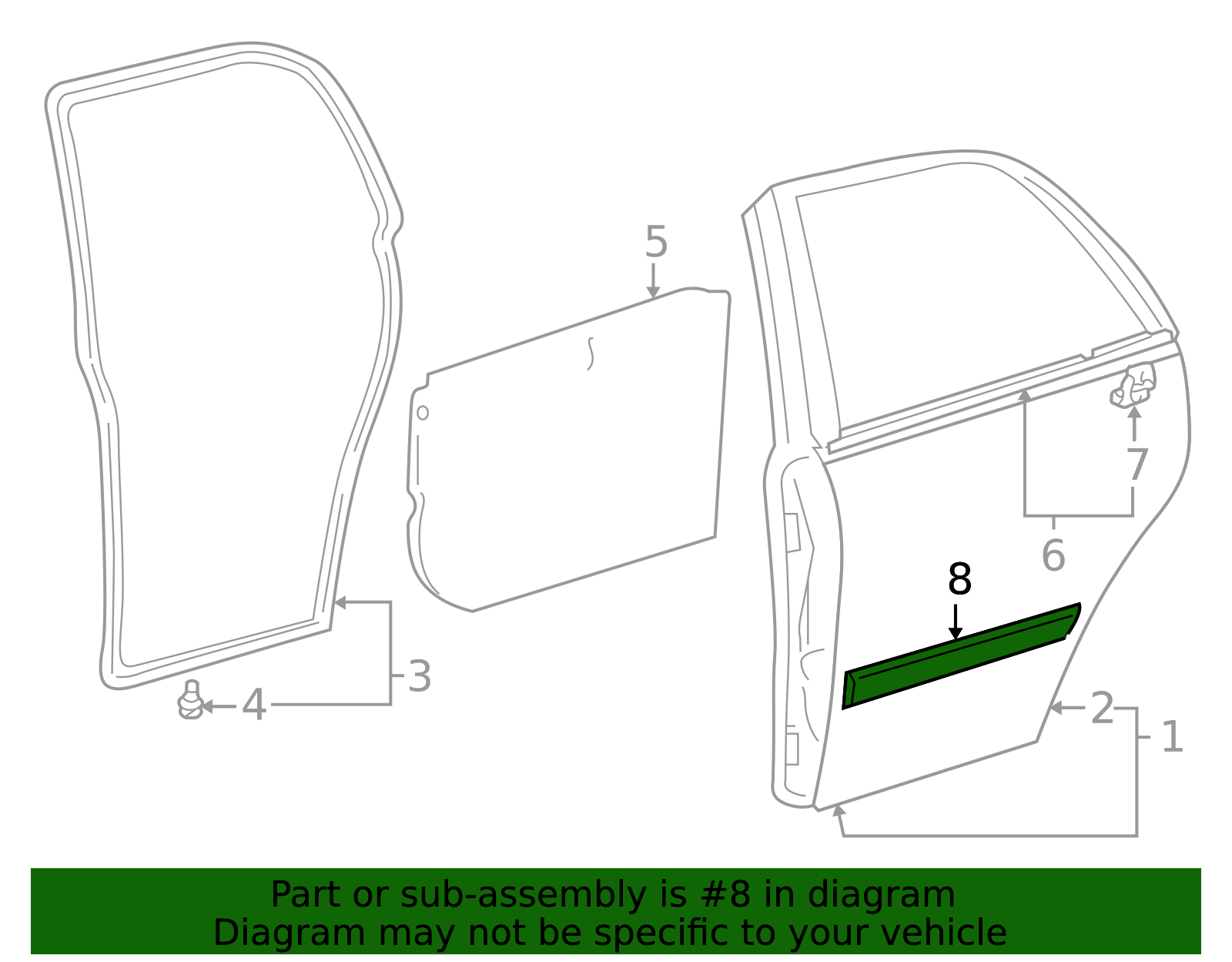 1998-2002 Toyota Corolla Body Side Molding 75741-02050 | Toyota Parts ...