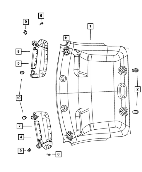 Headliners-Visors-Assist Straps for 2014 Ram 1500 #0